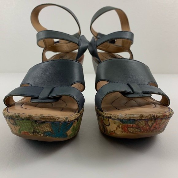 Born Crown Leather Floral Wedge Sandals - Picture 9 of 10